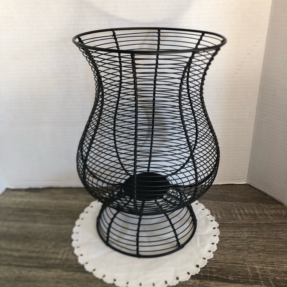 Black Wire Decorative Footed Vessel